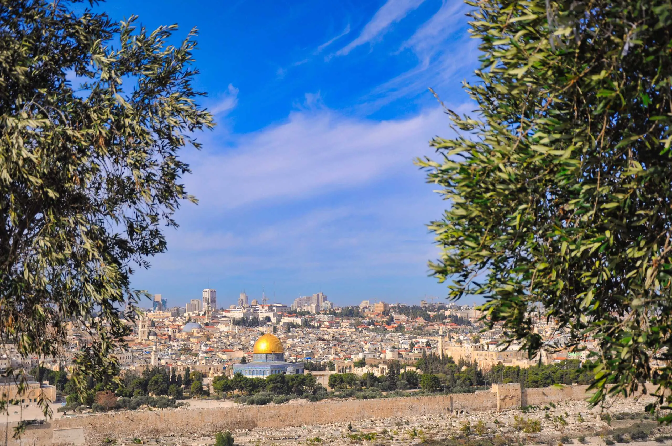 View of the Old City of Jerusalem from the Mount of Olives